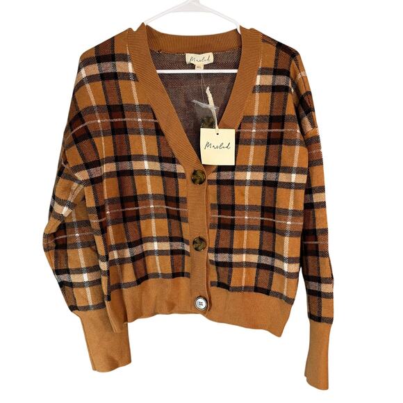 Marled Sweaters - Marled Reunited Brown/Black Plaid Cardigan NWT  Size XL